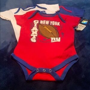 3 NY Giants Bodysuits size 12M red blue white